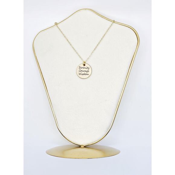 Matte Gold Serenity Prayer Necklace Courage Wisdom 12 Step AA NA Recovery Unique - Picture 1 of 6